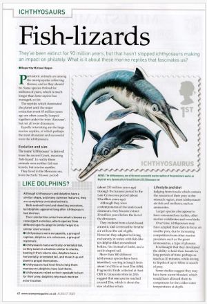 Ichthyosaurs article published in August 2024 issue of the STAMP magazine (UK)