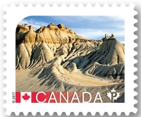 Fossil  site: Dinosaur Provincial Park in Alberta on stamp of Canada 2017