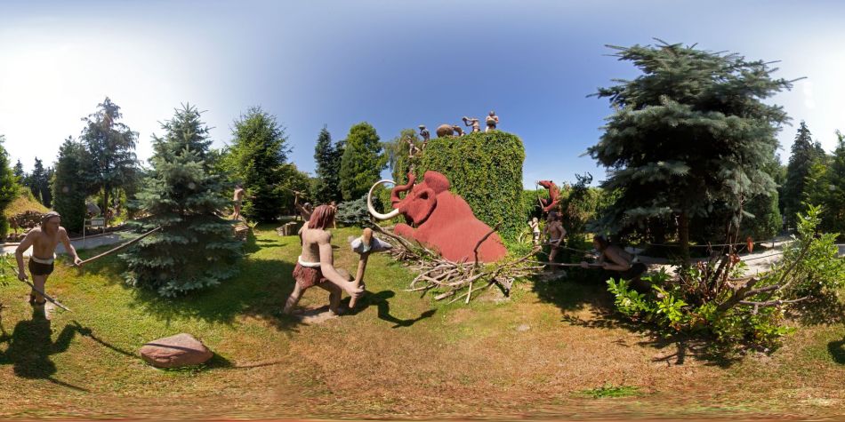 Mammoth hunting sculpture group from Dinosaur park (Saurier) at Bautzen