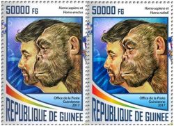 Homo erectus on stamp of Darwin 2017