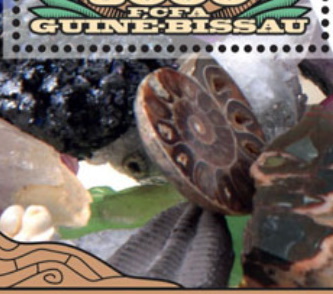 Ammonite on margin of Souvenir Sheet of Minerals stamps of Guinea Bissau 2016