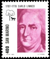 Carl Linnaeus on stamp of San Marino 1983