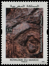 Stromatolites on stamp of Morocco 2015
