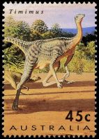 Timimus dinosaur on stamp of Australia 1993