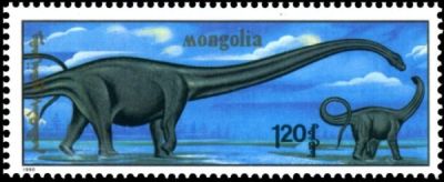 Mamenchisaurus on stamp of Mongolia 1990