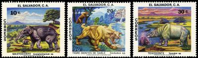 Prehistoric mammals stamps of el Salvador