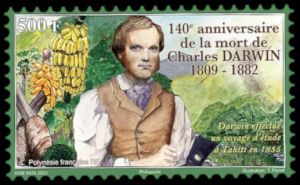 Charles Darwin on stamp of French Polynesia