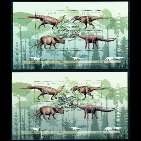 Color variation of Dinosaurs Mini-Sheet of Germany 2008
