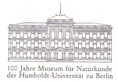 The main building of of Museum fuer Naturkunde in Berlin on cachet of FDC of German Democratic Republic 1990