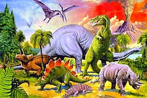 Dinosaur Collage on wallpaper