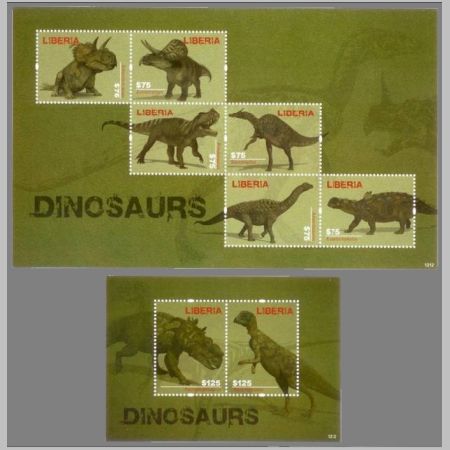 Dinosaurs on stamps of Liberia 2012