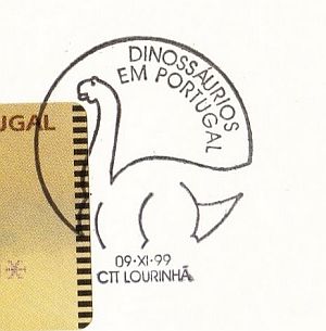 Portugal 1999 commemorative post mark of dinosau from Lourinha