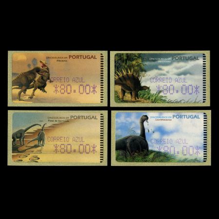 dinosaurs on Amiel ATM stamps of Portugal 1999