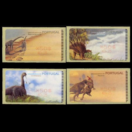 ink variation at dinosaur ATM stamps of Portugal 2000 stamp