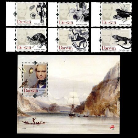 Charles Darwin on stamps of Portugal 2009