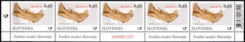 Cave Lion fossil on stamp of Slovenia 2017
