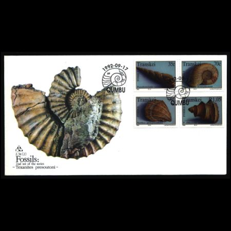 Marine fossils on FDC of Transkei 1992