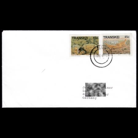Prehistoric animals stamps on used cover from Transkei