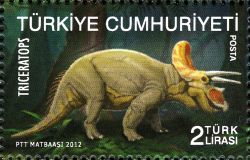 Triceratops on stamp of Turkey 2012