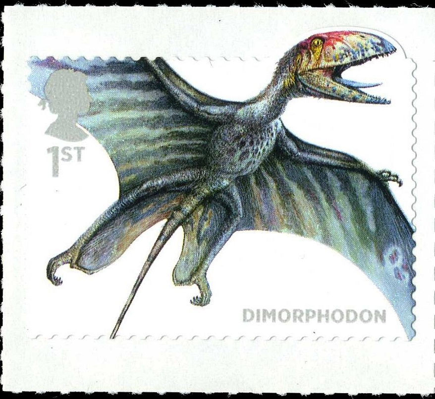 Dimorphodon reconstruction on postage stamp of Royal Mail 2013