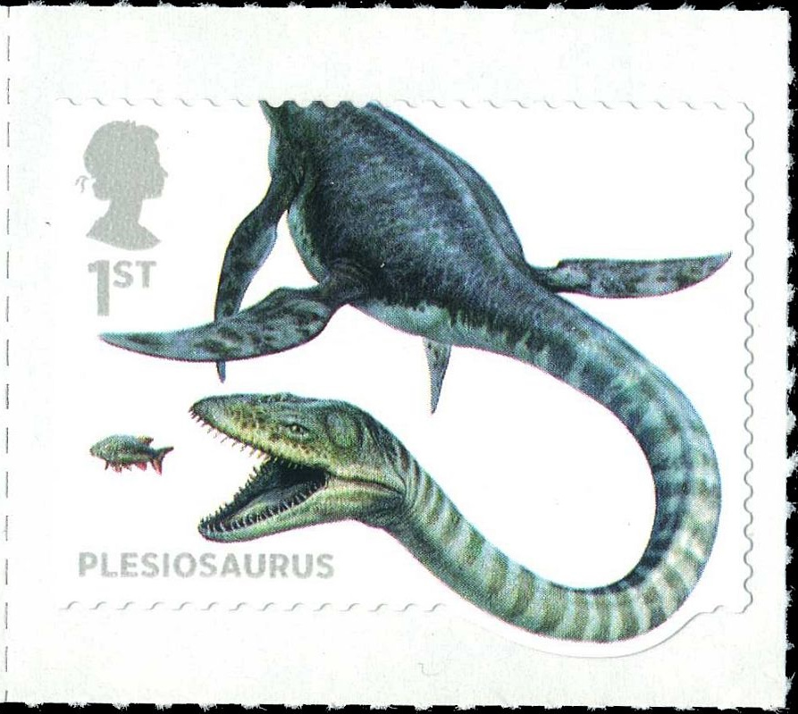 Reconstruction of Plesiosaurus on stamp of UK 2013