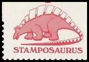 Stamposaurus in the selvage on the margin of prehistoric animal stamps of USA 1989