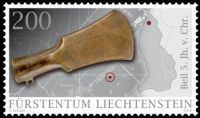 Winged axe on stamp of Liechtenstein 2016