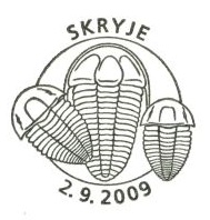 Trilobites from Skryje on pstmark of Czech Republic 2009
