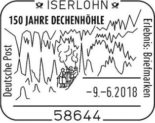 The Dechen cave on commemorative postmark of Germany 2018