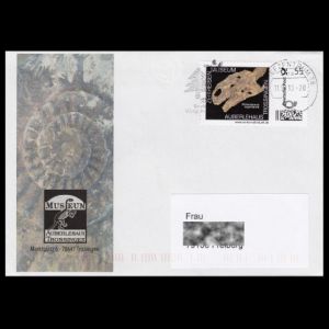 Fossil of Plateosaurus> engelhardti on personalized self-adhesive stamp and commemoraive cover, Germany 2010