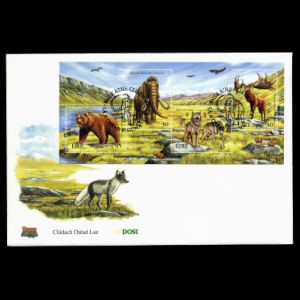 Mammoth and giant deer among extinct irish animals on FDC of Ireland 1999