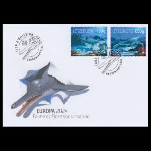Prehistoric marine animals on FDC of Luxembourg 2024