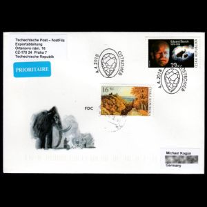 Eduard Storch and mammoth on used FDC of Czech Republic 2018