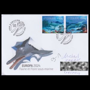Prehistoric marine animals on FDC of Luxembourg 2024