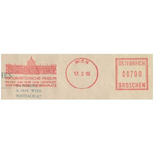 Natural history museum of Wien on commemorative postmark of Austria 1998