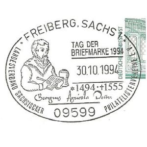Georgius Agricola on postmark of Germany 1994