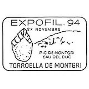 Flint tool on commemorative postmark of Spain 1994