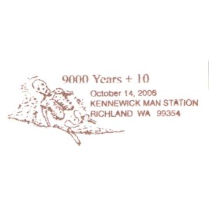 Skeleton of Kennewick Man on postmark of USA 2006