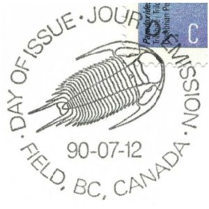 Trilobite on postmark of Canada 1990