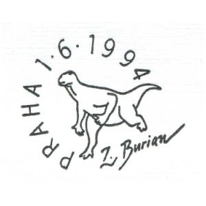 Dinosaur on commemorative postmark of Czech Republic 1994