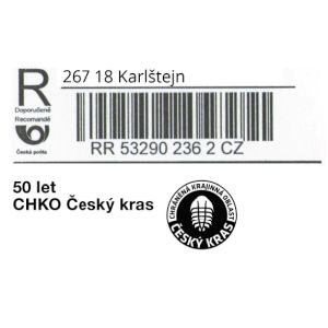 Fossil on register letter label of Czech Republic 2022