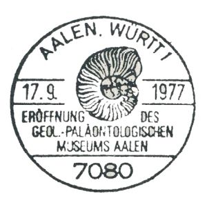 Ammonite on post mark of Germany 1977