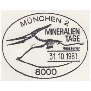 Pterosaur on commemorative postmark of Germany 1981