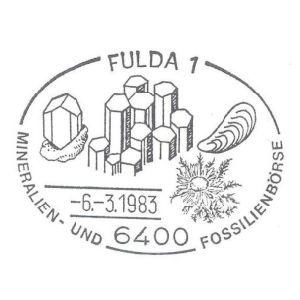 Fossilized shell on commemorative postmark of Germany 1983