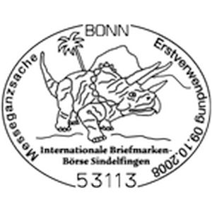 Dinosaur stamps of Germany 2008 on registered letter to Switzerland