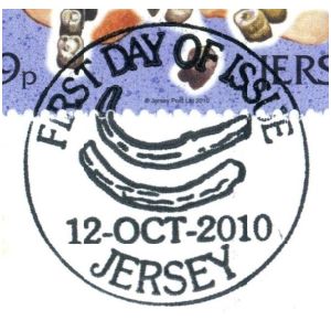 Fossils on commemorative postmark of Jersey 2010