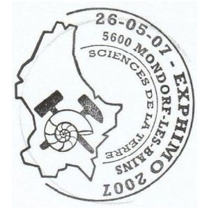 Ammonite on commemorative postmark of Luxembourg 2007
