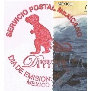 Dinosaur on commemorative postmark of Mexico 2006