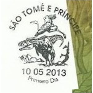 Trex on commemorative postmark of São Tomé and Príncipe 2013