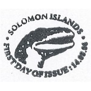 Dinosaur head on commemorative postmark of Solomon Islands 2006